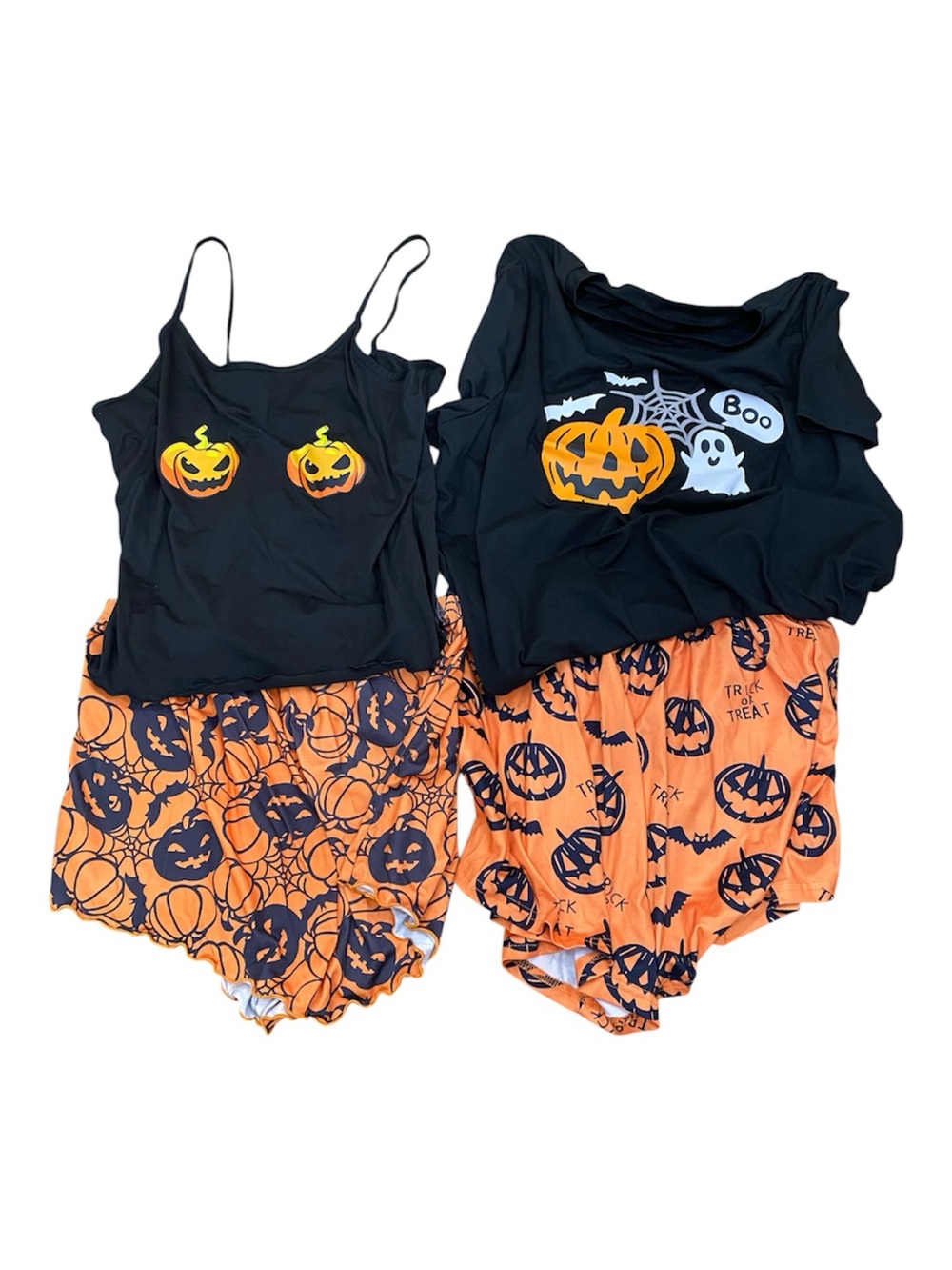 Halloween Pumpkin PJ Set - Black & Orange